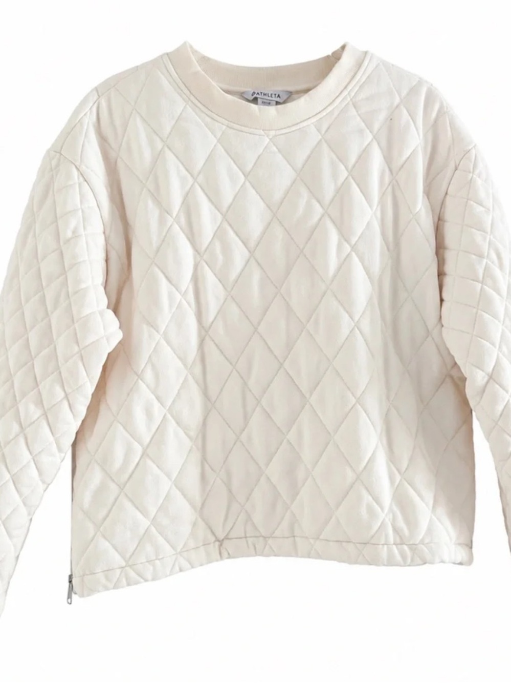 Beautiful Athleta Retroplush Quilted Crewneck Sweatshirt in Magnolia White M